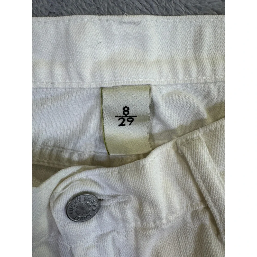 Lucky Brand Shorts Women 8/29 White Zoe Bermuda Long Raw Hem Summer Cotton Blend